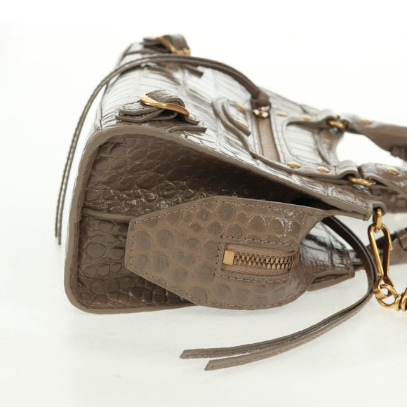 BALENCIAGA Neo Classic City Hand Bag Patent 2way Gray Gold 638524 Auth am10547SAM