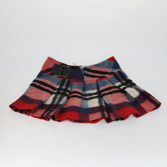 BURBERRY Nova Check Skirt Cotton 7 Set Beige Red blue Auth am10553