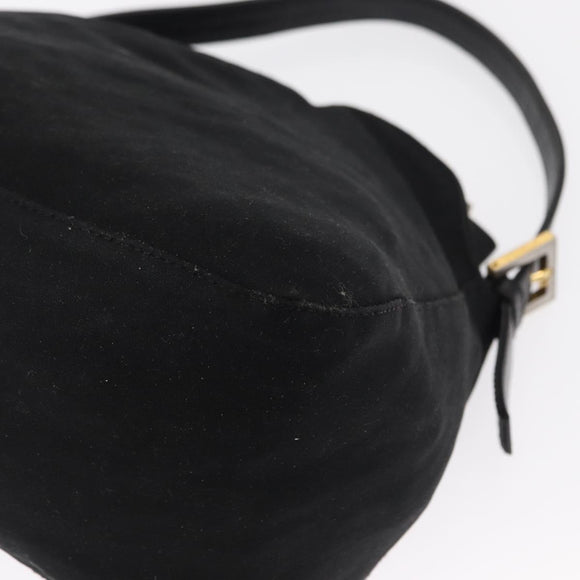 FENDI Jersey Mamma Baguette Shoulder Bag Nylon Black Silver Auth am10557