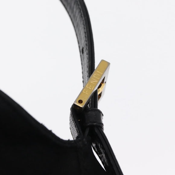 FENDI Jersey Mamma Baguette Shoulder Bag Nylon Black Silver Auth am10557