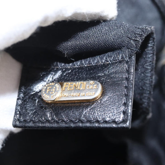 FENDI Jersey Mamma Baguette Shoulder Bag Nylon Black Silver Auth am10557