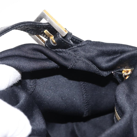FENDI Jersey Mamma Baguette Shoulder Bag Nylon Black Silver Auth am10557