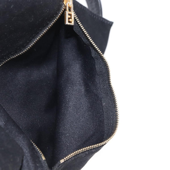 FENDI Jersey Mamma Baguette Shoulder Bag Nylon Black Silver Auth am10557