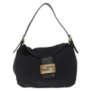 FENDI Jersey Mamma Baguette Shoulder Bag Nylon Black Silver Auth am10557-13