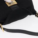FENDI Jersey Mamma Baguette Shoulder Bag Nylon Black Silver Auth am10557-6