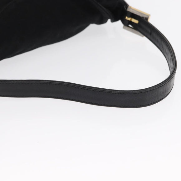 FENDI Jersey Mamma Baguette Shoulder Bag Nylon Black Silver Auth am10557