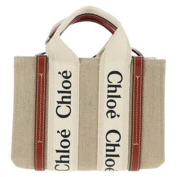 Chloe Woody Hand Bag Canvas 2way Ivory Auth am10559V - 0