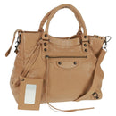 BALENCIAGA Classic Vero Hand Bag Leather Beige 235216 Auth am10563V-1
