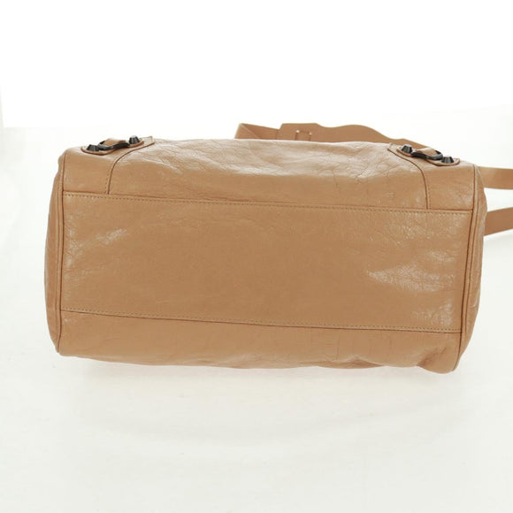 BALENCIAGA Classic Vero Hand Bag Leather Beige 235216 Auth am10563V