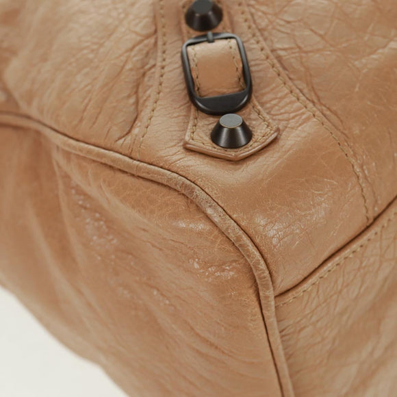 BALENCIAGA Classic Vero Hand Bag Leather Beige 235216 Auth am10563V