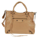 BALENCIAGA Classic Vero Hand Bag Leather Beige 235216 Auth am10563V-13