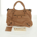 BALENCIAGA Classic Vero Hand Bag Leather Beige 235216 Auth am10563V-12