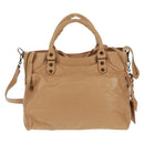 BALENCIAGA Classic Vero Hand Bag Leather Beige 235216 Auth am10563V-2