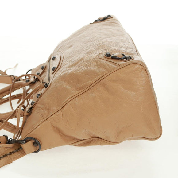 BALENCIAGA Classic Vero Hand Bag Leather Beige 235216 Auth am10563V