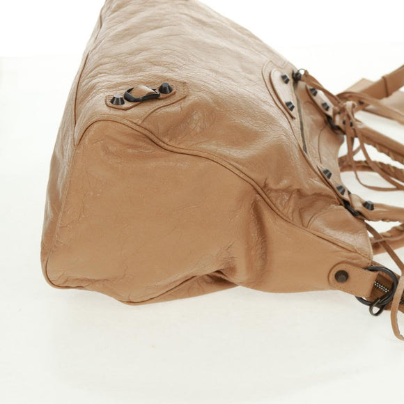 BALENCIAGA Classic Vero Hand Bag Leather Beige 235216 Auth am10563V