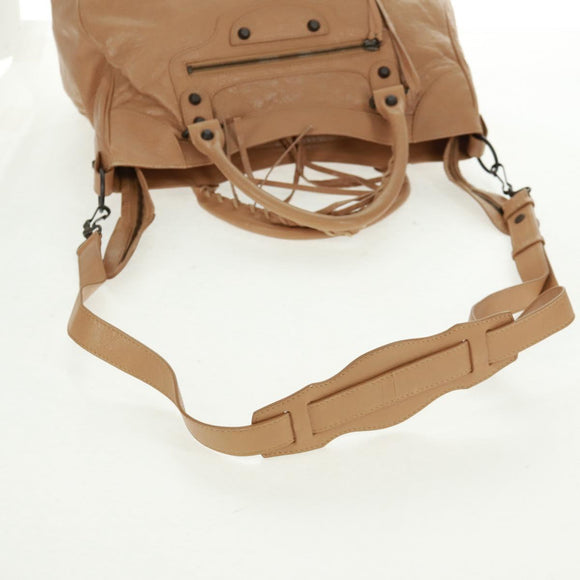 BALENCIAGA Classic Vero Hand Bag Leather Beige 235216 Auth am10563V