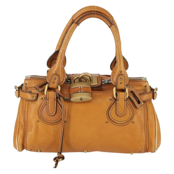 Chloe Paddington Hand Bag Leather Brown Gold Auth am10564V
