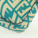 FENDI Zucca Canvas Mamma Baguette Shoulder Bag Baby Blue Gold Auth am10568V-12
