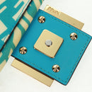 FENDI Zucca Canvas Mamma Baguette Shoulder Bag Baby Blue Gold Auth am10568V-17
