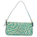 FENDI Zucca Canvas Mamma Baguette Shoulder Bag Baby Blue Gold Auth am10568V-3