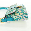 FENDI Zucca Canvas Mamma Baguette Shoulder Bag Baby Blue Gold Auth am10568V-4