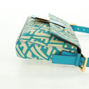 FENDI Zucca Canvas Mamma Baguette Shoulder Bag Baby Blue Gold Auth am10568V-5