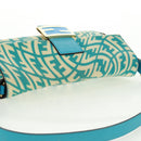 FENDI Zucca Canvas Mamma Baguette Shoulder Bag Baby Blue Gold Auth am10568V-6