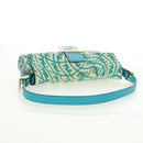 FENDI Zucca Canvas Mamma Baguette Shoulder Bag Baby Blue Gold Auth am10568V-7