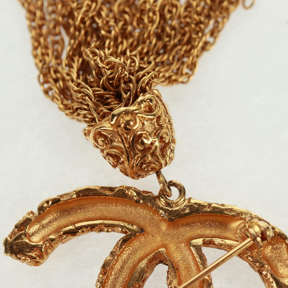 CHANEL CC Lava Fringe Brooch metal Gold CC Auth am10569V