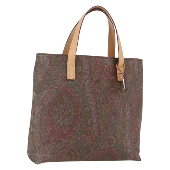 ETRO Paisley Tote Bag PVC Bordeaux Gold Auth am10570V