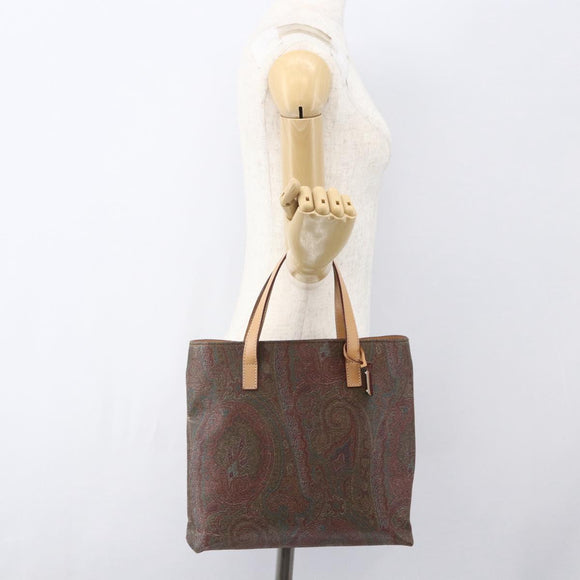 ETRO Paisley Tote Bag PVC Bordeaux Gold Auth am10570V
