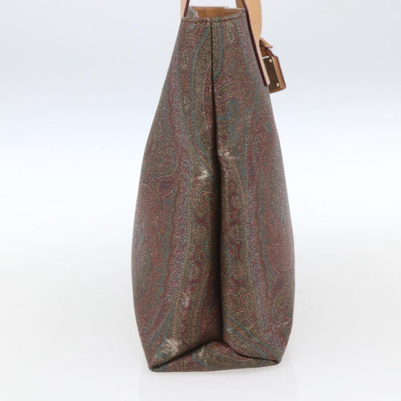 ETRO Paisley Tote Bag PVC Bordeaux Gold Auth am10570V