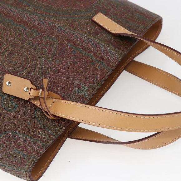 ETRO Paisley Tote Bag PVC Bordeaux Gold Auth am10570V