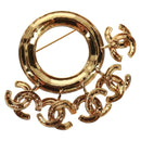 CHANEL CC5 Circle Brooch metal Gold CC Auth am10571V-1