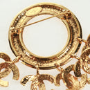 CHANEL CC5 Circle Brooch metal Gold CC Auth am10571V-12