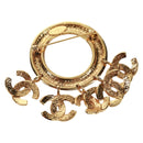 CHANEL CC5 Circle Brooch metal Gold CC Auth am10571V-8