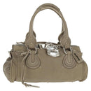 Chloe Paddington Hand Bag Leather Gray Gold Silver Auth am10572V-1