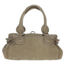 Chloe Paddington Hand Bag Leather Gray Gold Silver Auth am10572V-3