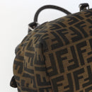 FENDI Zucca Canvas Celeria Hand Bag Brown Black Silver Auth am10578-11