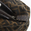 FENDI Zucca Canvas Celeria Hand Bag Brown Black Silver Auth am10578-14