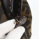 FENDI Zucca Canvas Celeria Hand Bag Brown Black Silver Auth am10578-15