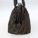 FENDI Zucca Canvas Celeria Hand Bag Brown Black Silver Auth am10578-4