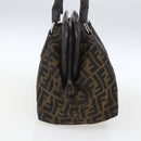 FENDI Zucca Canvas Celeria Hand Bag Brown Black Silver Auth am10578-5