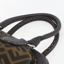 FENDI Zucca Canvas Celeria Hand Bag Brown Black Silver Auth am10578-8