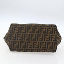FENDI Zucca Canvas Celeria Hand Bag Brown Black Silver Auth am10578-9