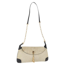 GUCCI Taiga head Chain Shoulder Bag Suede Ivory Gold 001 4113 Auth am10581
