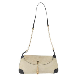 GUCCI Taiga head Chain Shoulder Bag Suede Ivory Gold 001 4113 Auth am10581 - 0