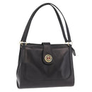 GUCCI Tote Bag Leather Black Gold Auth am10584-1
