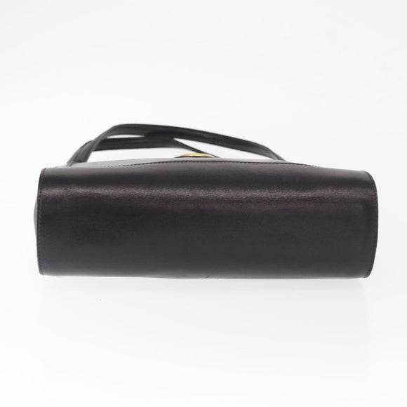 GUCCI Tote Bag Leather Black Gold Auth am10584