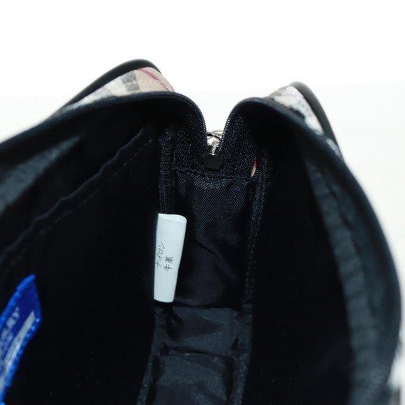 BURBERRY Nova Check Blue Label Hand Bag Nylon Beige Silver Auth am10585V